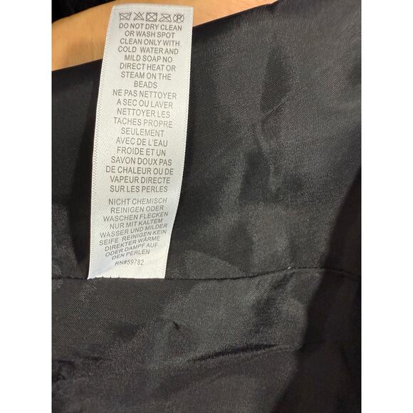 Adrianna Papell Black Strapless Prom Gown Sz 12 NWOT Tulle w/ Beaded Rose Detail - Picture 10 of 10